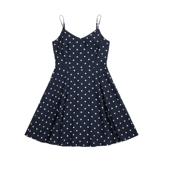 Old Navy Dresses & Skirts - Old Navy Polka Dot Dress Womens Navy Blue Fit & Flare Sun Dress Size M